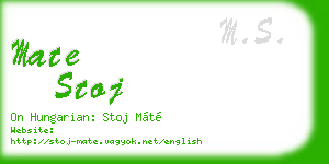 mate stoj business card
